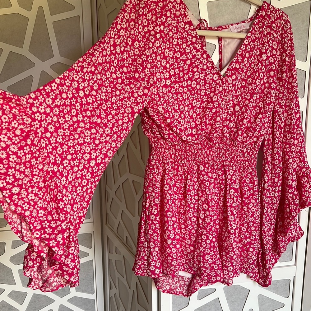 Pink Lily Floral Romper
